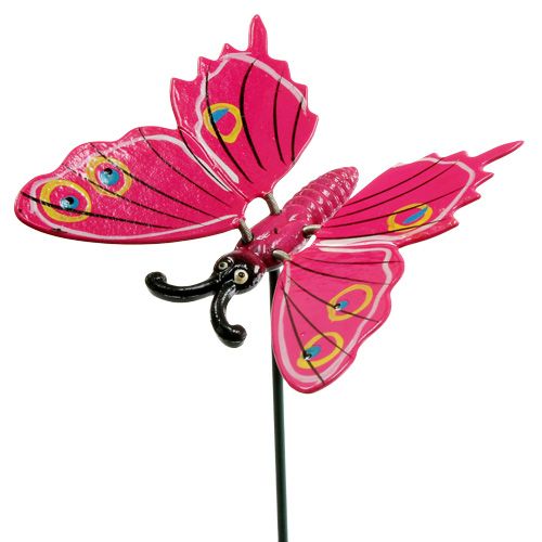 Floristik24 Papillon sur pique 8cm Rose