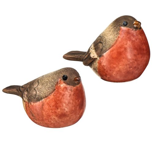 Article Figurines Robin en Céramique - Tons Rouges et Naturels, 5,4 cm - Parfaites pour le Jardin et la Maison - Pack de 4