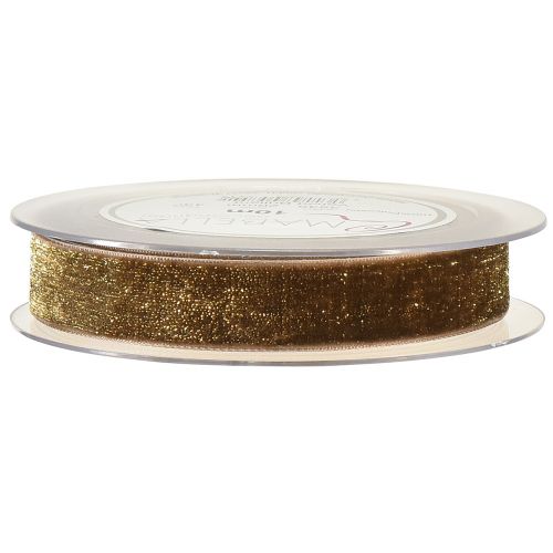Article Ruban Velours Paillettes Marron Doré – Ruban de Noël Glamour 20mm 10m