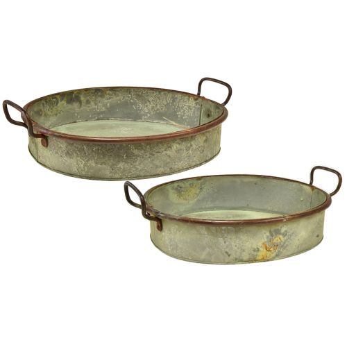 Article Bol ovale plateau métal manche rouille 46/52cm lot de 2