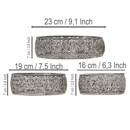 Article Bol décoratif en métal, motif gris et blanc, Ø 16/19,5/23,5 cm, lot de 3