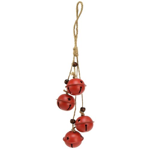 Article Accroche-cloche Cloches de Noël rouge 28cm lot de 2