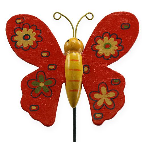 Article Papillons colorés sur bâton 7cm 24pcs