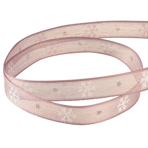 Article Ruban décoratif flocons de neige ruban décoratif rose W15mm L15m