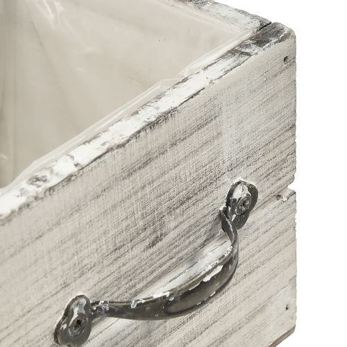 Article Ensemble de tiroirs en bois avec poignée, blanc essuyé, 12x12 cm et 9x9 cm – Rangement rustique – Lot de 2