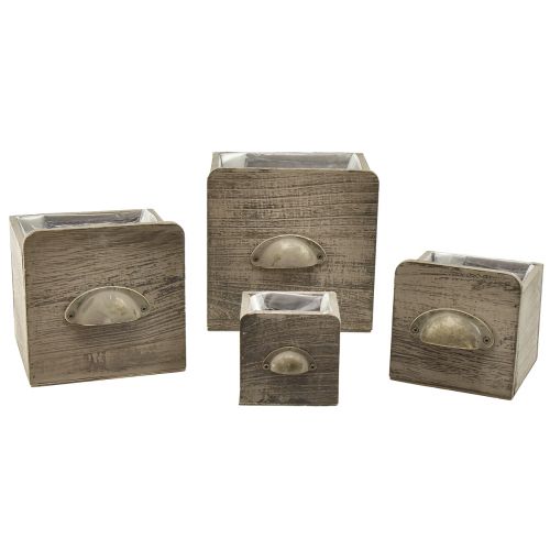 Article Ensemble de tiroirs en bois avec poignée, marron essuyé - rangement rustique, ensemble de différentes tailles, 4 pièces