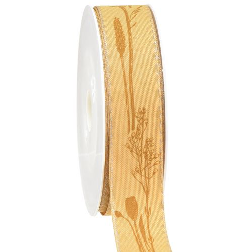 Article Ruban de soie automne avec herbes ruban décoratif jaune 25mm 18m