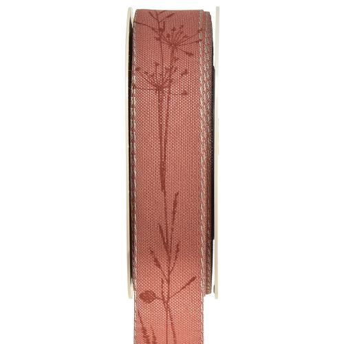 Floristik24 Ruban de soie automne avec herbes ruban décoratif rouge 25mm 18m