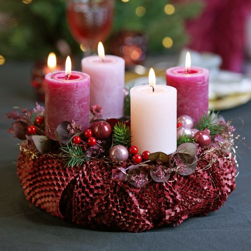 Floristik24 Mini boules de Noël en fil de verre rose bordeaux Ø2cm 140pcs