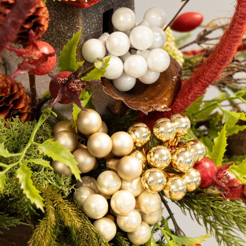 Article Mini boules de Noël sur fil or, crème Ø1,5cm 140 pcs