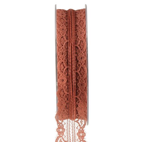 Ruban dentelle ruban décoratif orange avec fleurs L25mm L20m
