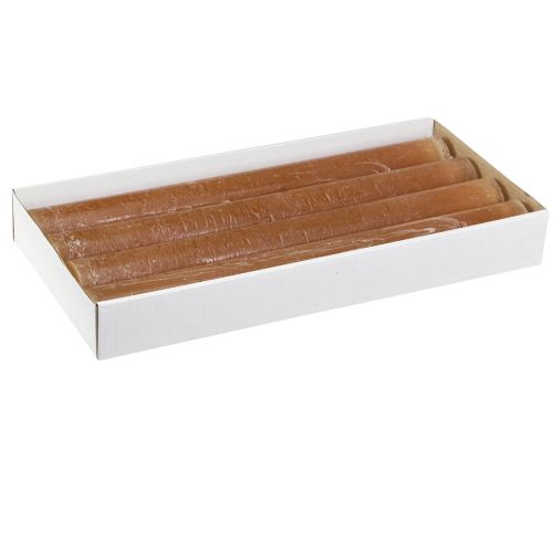 Article Bougies de table bougies coniques en caramel 34mm x 300mm 4 pcs