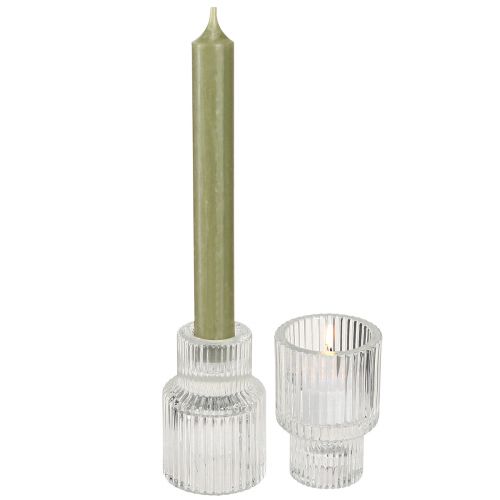 Article Bougeoir bâton verre photophore Ø5cm H8cm 4 pcs