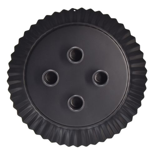 Article Bougeoir design en métal en forme de gâteau - noir, Ø 24 cm - décoration de table élégante pour 4 bougies - 2 pièces