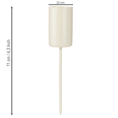Article Bougeoir en métal sur piquet, beige, H11cm, 4 pièces