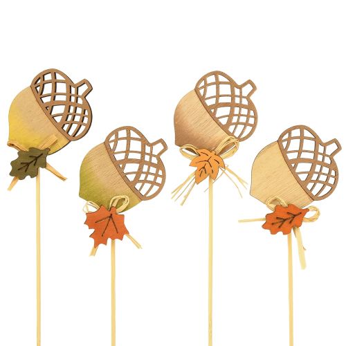 Floristik24 Bouchon de fleur glands en bois décoration automne 7x10cm 12 pcs