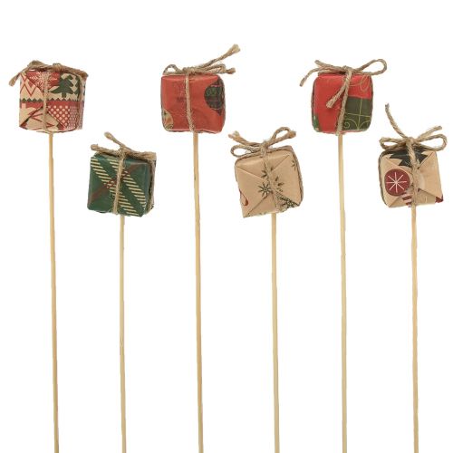 Floristik24 Bouchon fleur cadeau rouge vert beige naturel 3,5cm 12 pcs