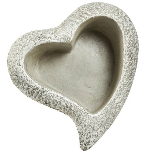 Article Bol à plantes coeur en pierre moulée coeur plante gris blanc 19×19×7cm