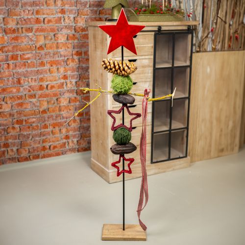 Article Étoile à poser décoration de Noël jute rouge 13/18cm 4pcs