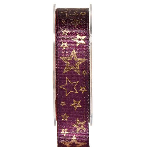 Floristik24 Ruban Etoile Ruban Noël Violet Or Glamour W25mm L15m
