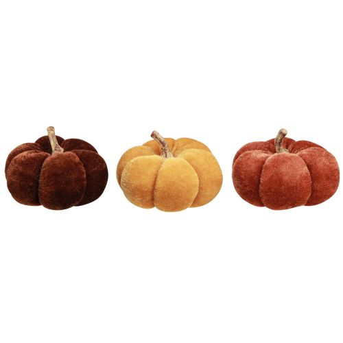 Article Tissu Citrouilles Décoration Citrouille Jaune Marron Velouté Ø7cm 9 pcs