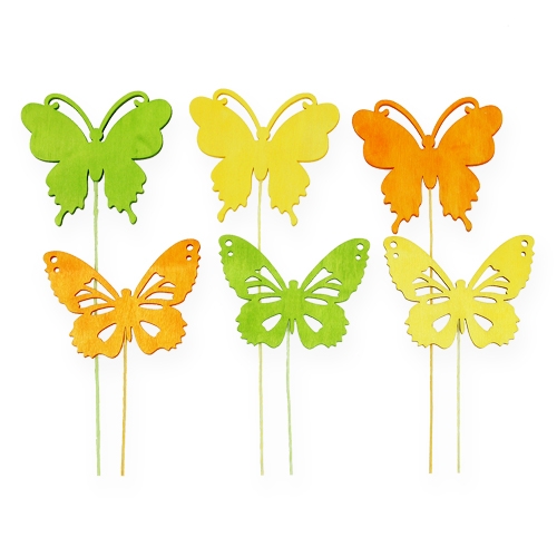 Floristik24 Papillons décoratifs sur fil 3 couleurs 8cm 18 pcs