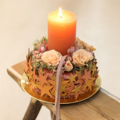 Article Décoration à disperser étoiles bois orange 3 couleurs Ø3,5/5,5/7cm 48 pcs