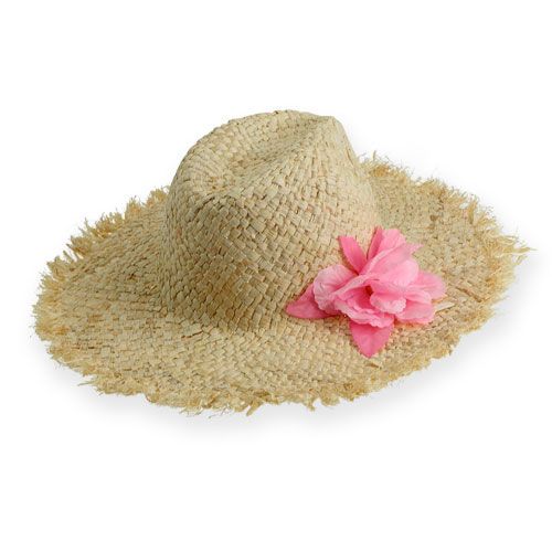 Floristik24 Chapeau de paille avec fleur Ø40cm
