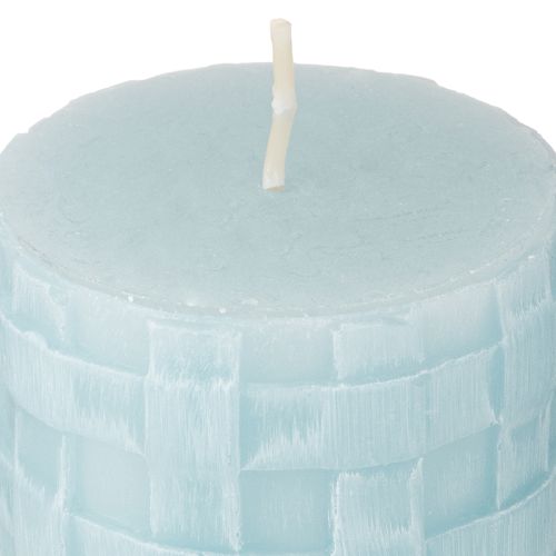 Article Bougies pilier rustiques 80/65 bougies décoratives bleu clair 2 pièces