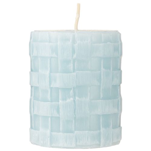 Article Bougies pilier rustiques 80/65 bougies décoratives bleu clair 2 pièces