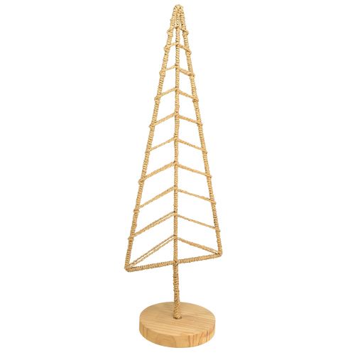 Article Décoration de sapin de Noël avec socle bois métal naturel 18x12x51cm