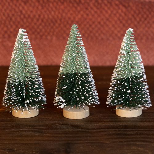 Article Mini sapin de Noël artificiel avec neige Ø5cm H10cm 6 pcs
