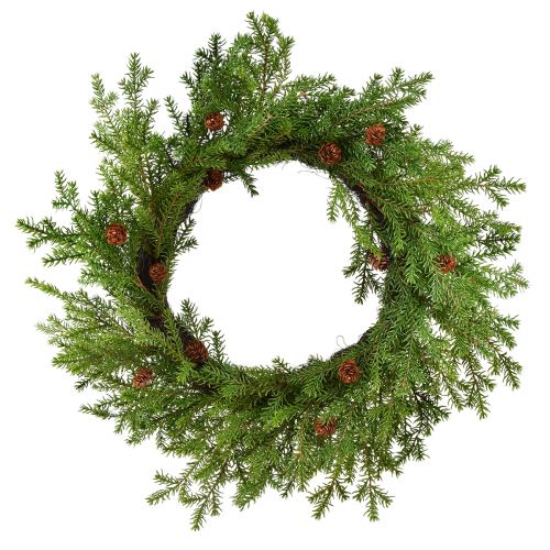 Couronne de sapin artificiel avec cônes vert marron Ø49cm