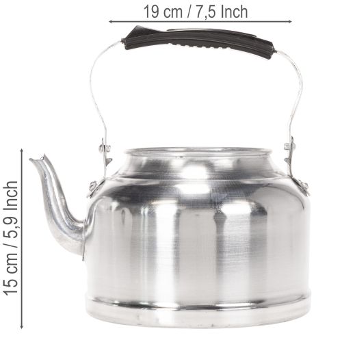 Théière décorative vintage en métal aspect zinc Ø19 cm H15 cm | Floristik24.fr