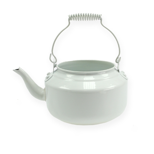 Article Théière décorative métal blanc jardinière bouilloire Ø12cm H10cm