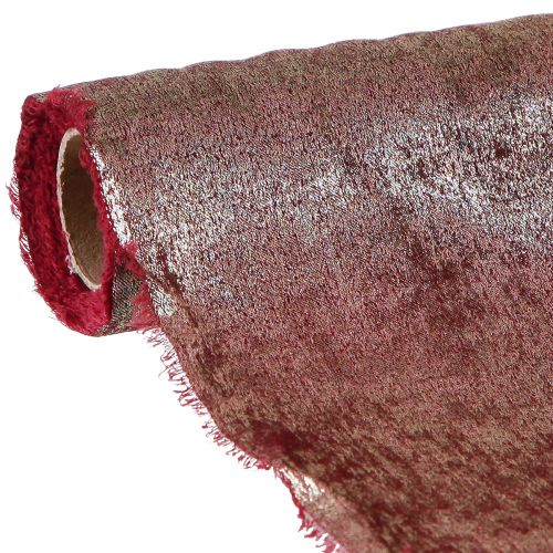 Floristik24 Ruban de table ruban décoratif Bordeaux franges dorées L28cm L2,5m