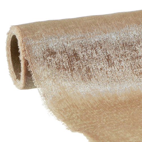 Floristik24 Ruban de table effiloché beige doré vintage L47cm L1,5m