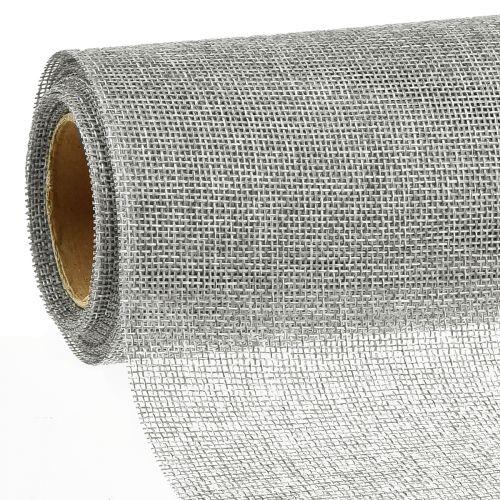 Floristik24 Chemin de table gris avec jute, tissu décoratif 29×450cm - Chemin de table élégant pour votre décoration de table de fête