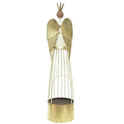 Article Décoration de table figurine ange en métal avec coeur or blanc H54cm