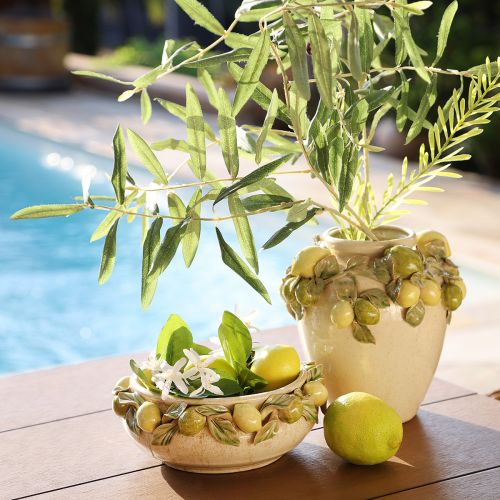 Floristik24 Bol en céramique avec citrons – Bol décoratif méditerranéen pour table et cuisine Ø21,5cm H8,5cm