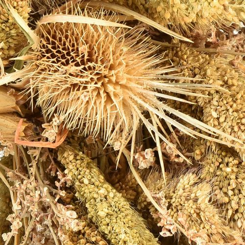 Article Couronne sèche carte chardons millet jaune vert olive Ø28cm