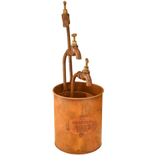 Jardinière Décorative Patine Métal Avec Robinet H25/37/43cm Lot de 3 pcs | Floristik24.fr