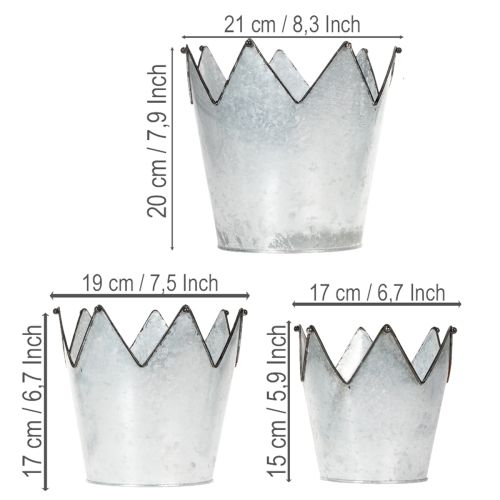 Article Couronne décorative en métal zinc Ø21,5/19,5/17 cm, lot de 3