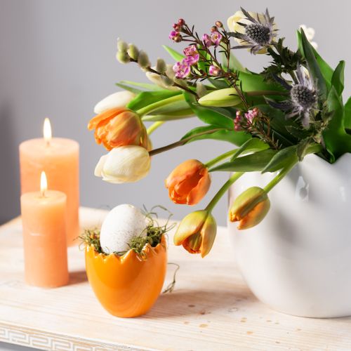 Floristik24 Grand pot de fleurs en céramique blanc en forme d&#39;œuf de Pâques, 20 x 18 cm
