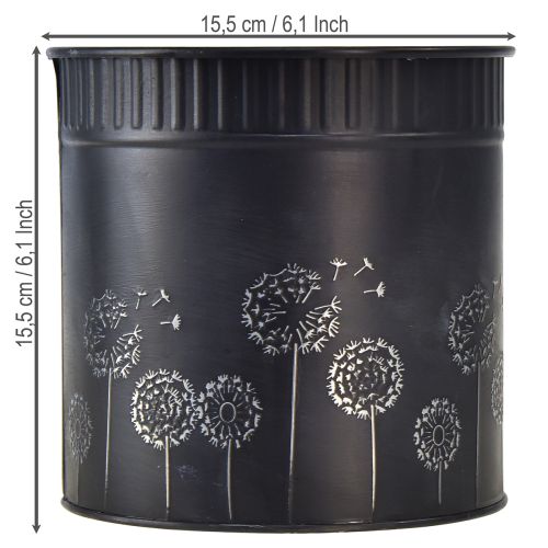 Article Pot de fleurs pissenlit, noir, Ø15,5 cm H15,5 cm