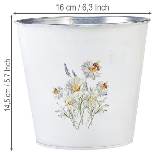 Article Jardinière en métal blanc, pot de fleurs, Ø16cm H14,5cm