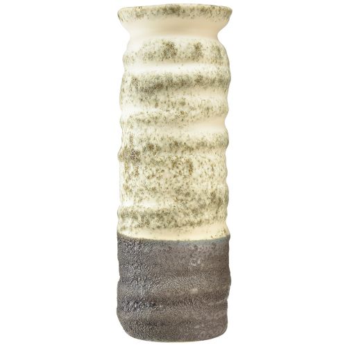 Article Vase céramique décoration pour fleuristerie sèche crème gris vert H34cm