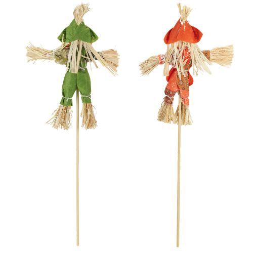 Article Tuteurs de fleurs épouvantail vert orange H16cm 16 pcs