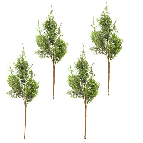 Article Genévrier avec baies branches artificielles vert bleu L42cm 4pcs