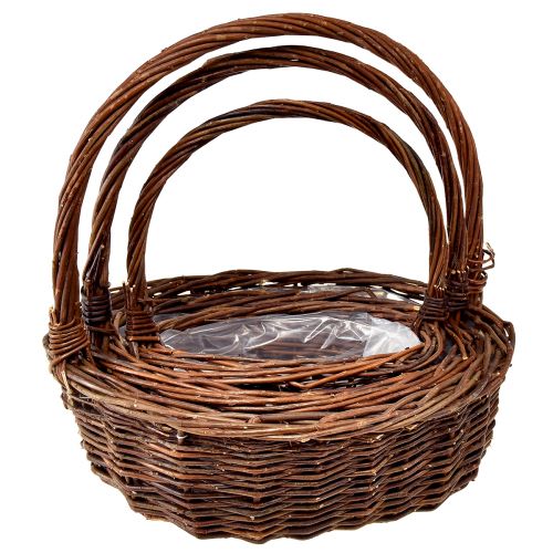 Article Ensemble de paniers rustiques en osier avec poignées – 3 tailles (36 cm, 31 cm, 26 cm) – Rangement et décoration polyvalents – Lot de 3